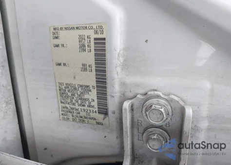 2010 Nissan Altima 3.5 Sr из США, поврежденный, VIN 1N4BL2AP3AC192334